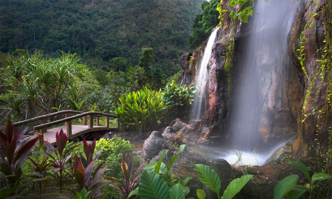 Natural waterfall at The Banjaran Hotsprings Retreat